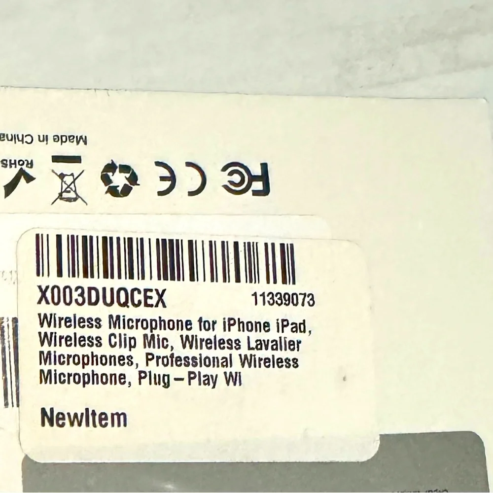 BNIB Wireless Microphone for cell phone iPhone (6-14)